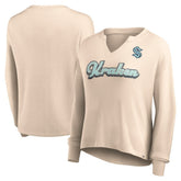 Seattle Kraken Fanatics Women's Go For It Notch Neck Waffle Knit Long Sleeve T-Shirt - Oatmeal T-shirts