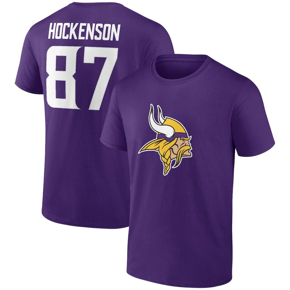T.J. Hockenson Minnesota Vikings Icon Player Name & Number T-Shirt - Purple sale