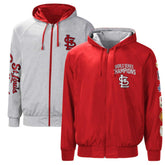 St. Louis Cardinals G-III Sports by Carl Banks Southpaw Reversible Raglan Hoodie Full-Zip Jacket Red/Heather Gray