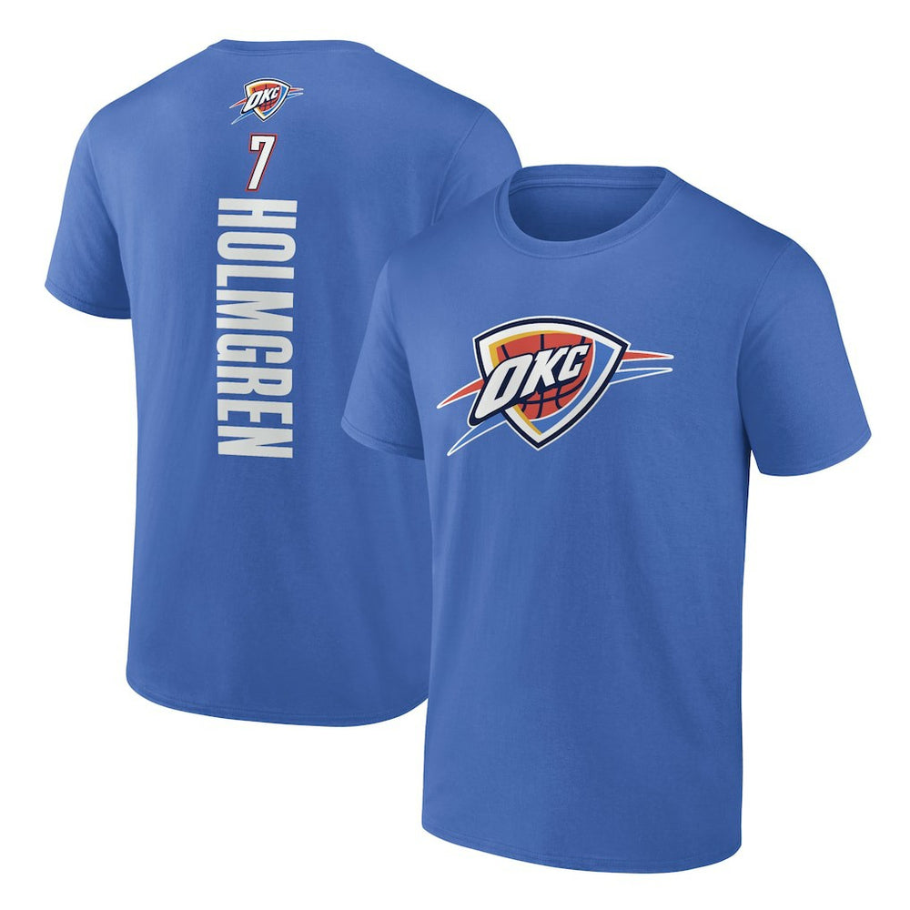 Chet Holmgren Oklahoma City Thunder Playmaker Team Name & Number T-Shirt - Blue cheap