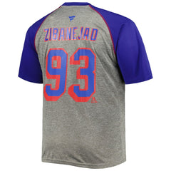 Mika Zibanejad New York Rangers Fanatics Big & Tall Contrast Raglan Name & Number T-Shirt - Heather Gray/Blue T-shirts