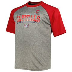 Alexander Ovechkin Washington Capitals Fanatics Big & Tall Captain Patch Contrast Raglan Name & Number T-Shirt - Heather Gray/Red T-shirts