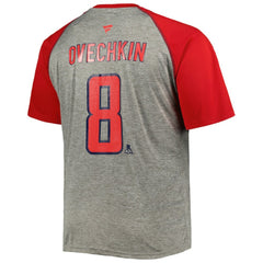Alexander Ovechkin Washington Capitals Fanatics Big & Tall Captain Patch Contrast Raglan Name & Number T-Shirt - Heather Gray/Red T-shirts