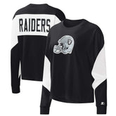 Las Vegas Raiders Starter Women's Insight Crop Tri-Blend Long Sleeve T-Shirt - Black on sale