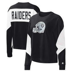 Las Vegas Raiders Starter Women's Insight Crop Tri-Blend Long Sleeve T-Shirt - Black on sale
