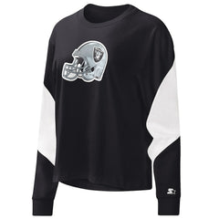 Las Vegas Raiders Starter Women's Insight Crop Tri-Blend Long Sleeve T-Shirt - Black on sale