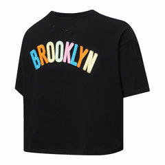 Brooklyn Nets Pro Standard Women's Washed Neon Cropped Boxy T-Shirt - Black on sale