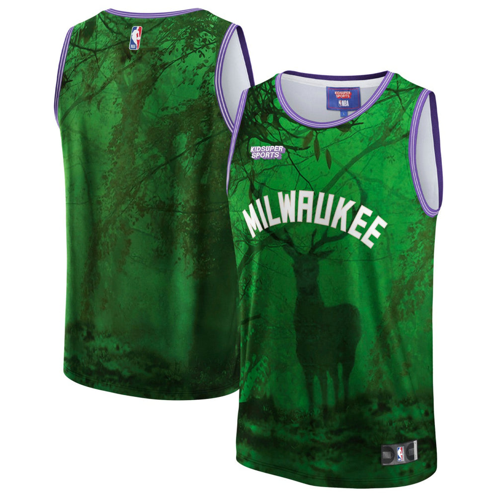 Milwaukee Bucks NBA & KidSuper Studios Unisex Hometown Jersey - Green for sale