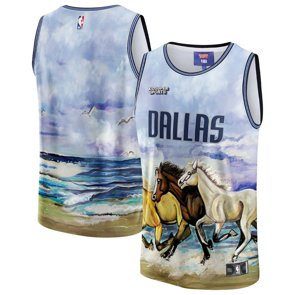 Dallas Mavericks NBA & KidSuper Studios Unisex Hometown Jersey sale - Blue for sale