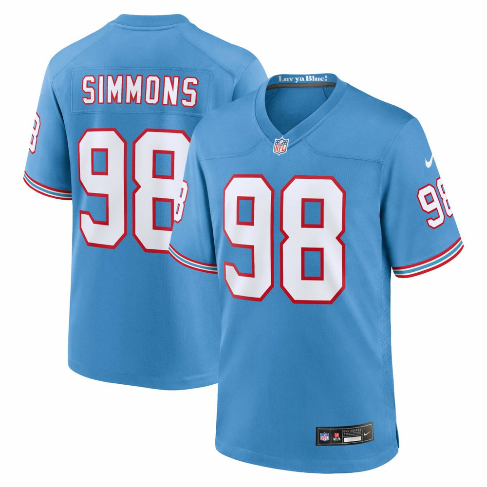 Jeffery Simmons Tennessee Titans Oilers Throwback Alternate Game Player Jersey - Light Blue outlet