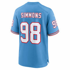 Jeffery Simmons Tennessee Titans Oilers Throwback Alternate Game Player Jersey - Light Blue outlet