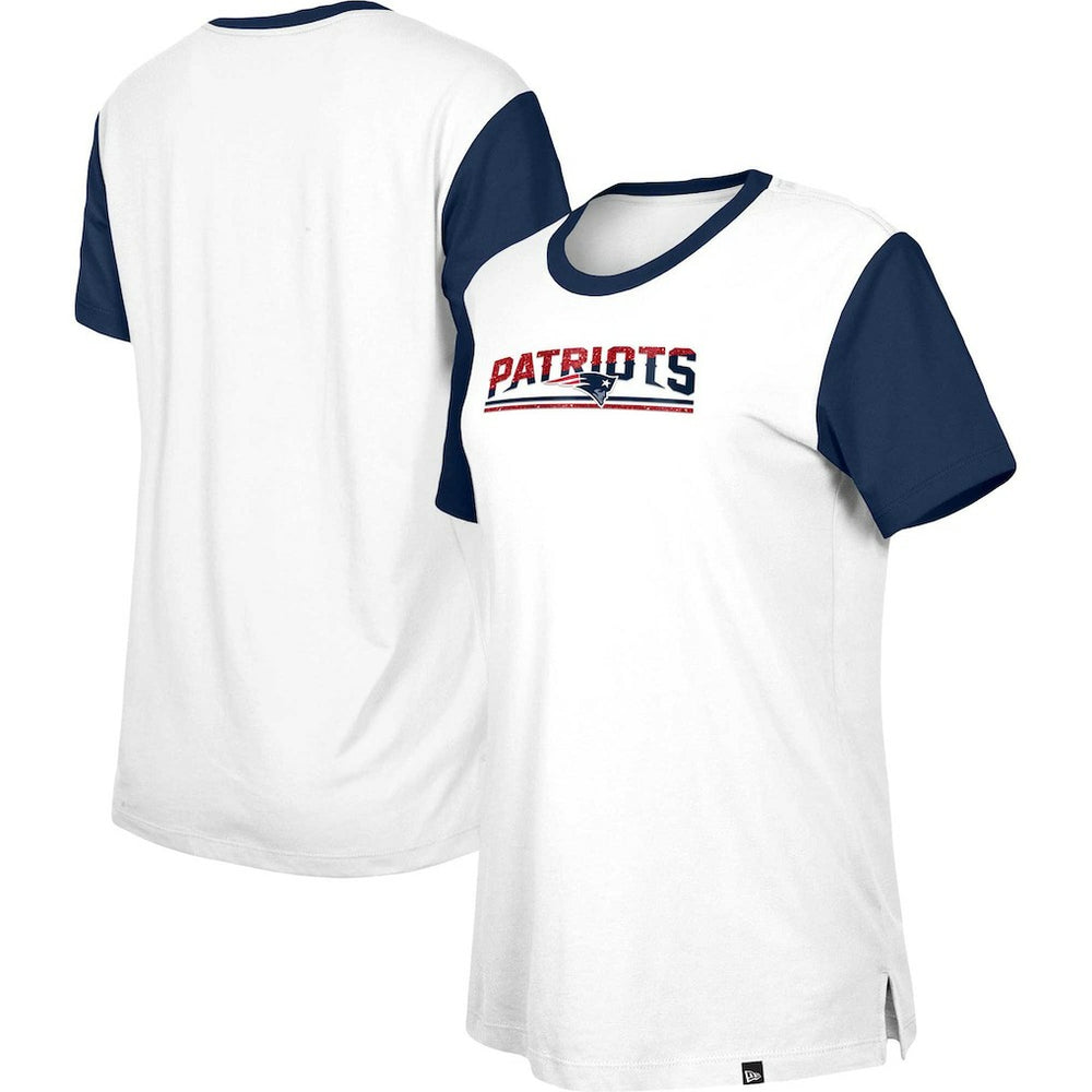 New England Patriots New Era Women's Third Down Colorblock T-Shirt - White/Navy cheap