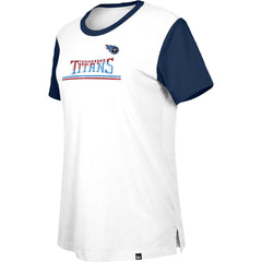 Tennessee Titans New Era Women's Third Down Colorblock T-Shirt - White/Navy for sale