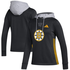 Boston Bruins adidas Women's Refresh Skate Lace AEROREADY Pullover Hoodie - Black Hoodies