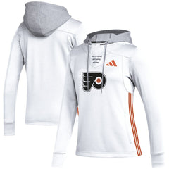 Philadelphia Flyers adidas Women's Refresh Skate Lace AEROREADY Pullover Hoodie - White Hoodies