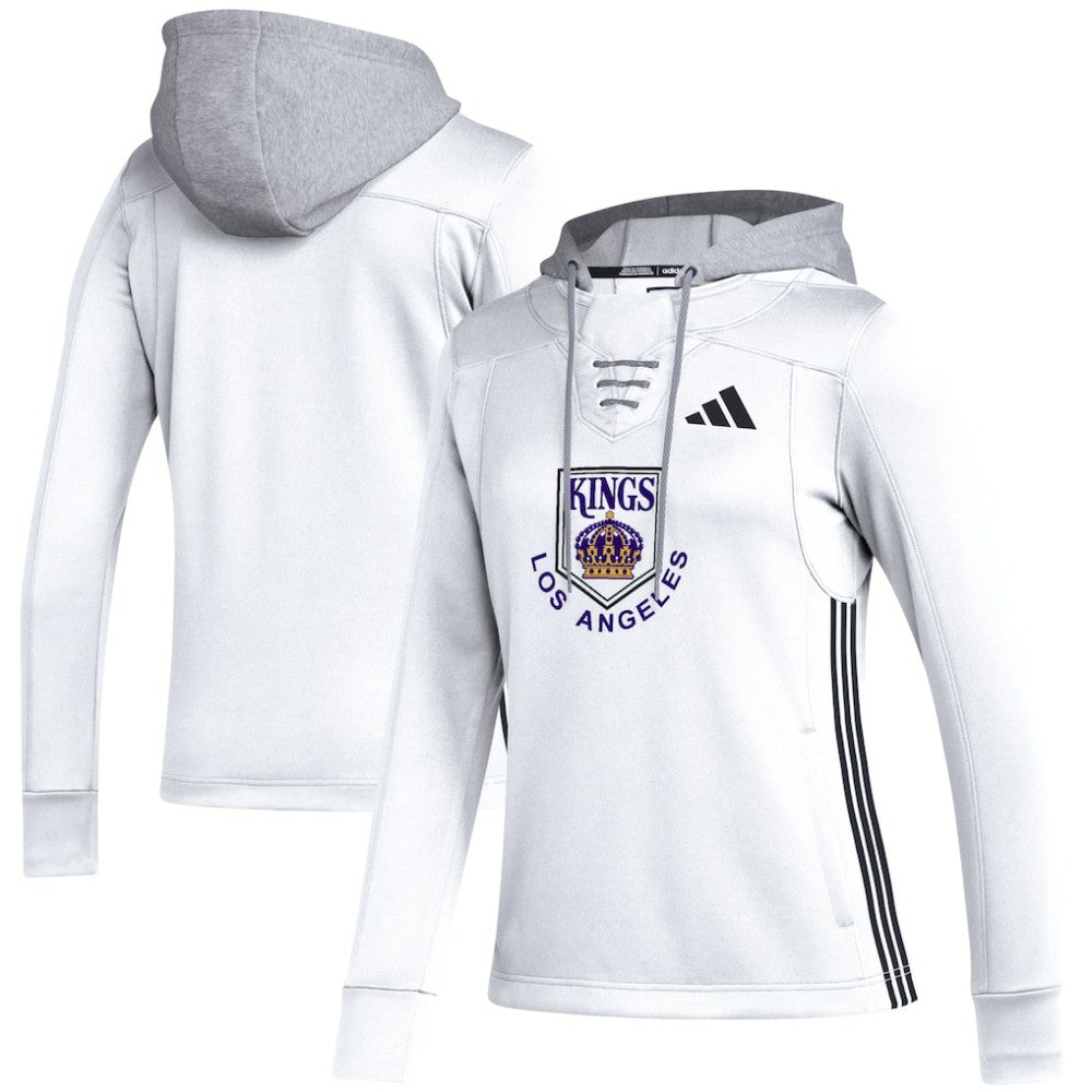 Los Angeles Kings adidas Women's Refresh Skate Lace AEROREADY Pullover Hoodie - White Hoodies