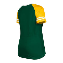 Green Bay Packers New Era Women's Raglan Lace-Up T-Shirt - Green on sale