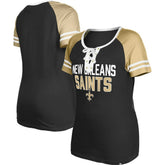 New Orleans Saints New Era Women's Raglan Lace-Up T-Shirt - Black online