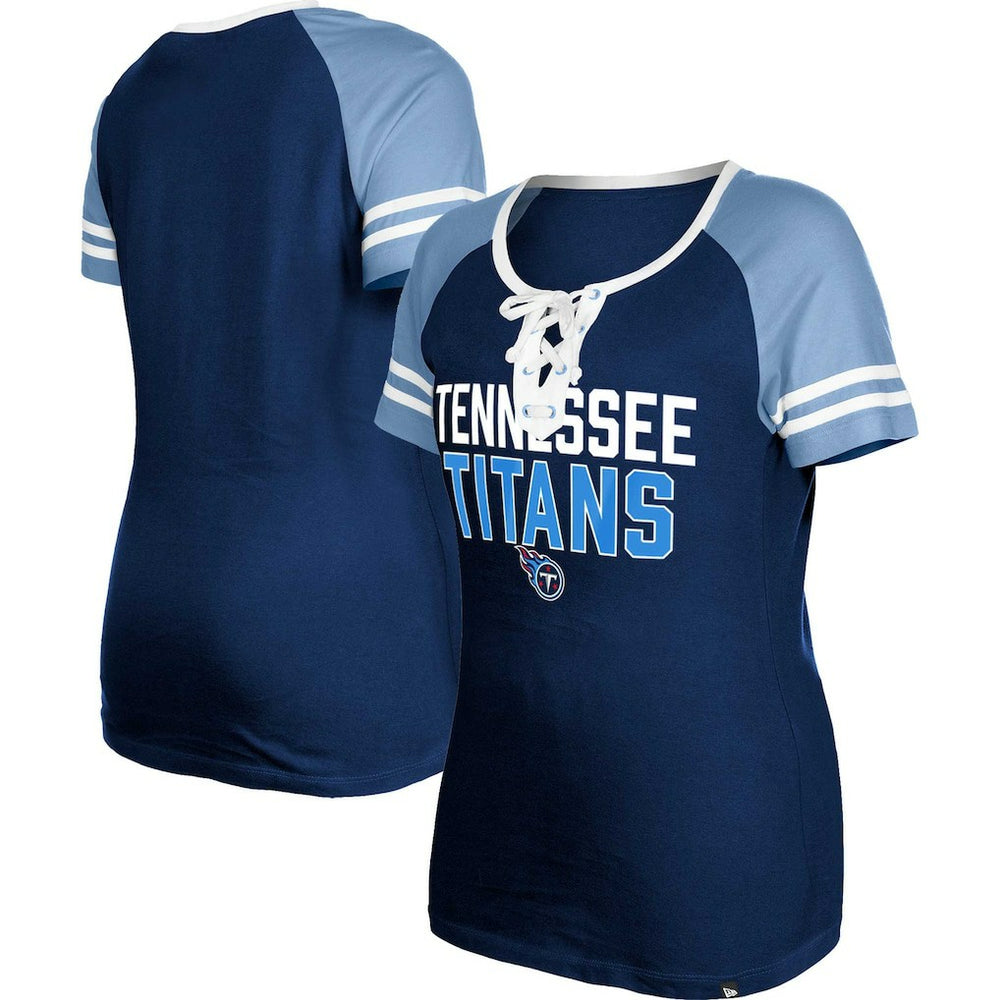 Tennessee Titans New Era Women's Raglan Lace-Up T-Shirt - Navy sale