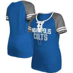 Indianapolis Colts New Era Women's Raglan Lace-Up T-Shirt - Royal on sale