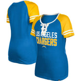 Los Angeles Chargers New Era Women's Raglan Lace-Up T-Shirt - Powder Blue online