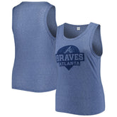 Atlanta Braves Soft as a Grape Women's Plus Size High Neck Tri-Blend Tank Top Navy