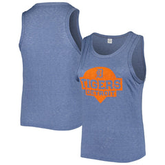 Detroit Tigers Soft as a Grape Women's Plus Size High Neck Tri-Blend Tank Top Navy
