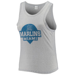 Miami Marlins Soft as a Grape Women's Plus Size High Neck Tri-Blend Tank Top Gray