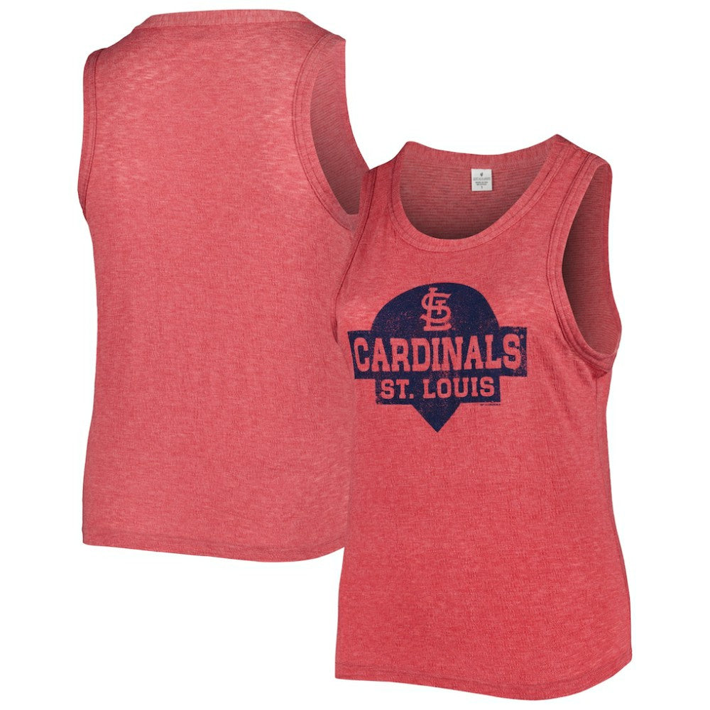 St. Louis Cardinals Soft as a Grape Women's Plus Size High Neck Tri-Blend Tank Top Red