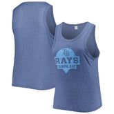 Tampa Bay Rays Soft as a Grape Women's Plus Size High Neck Tri-Blend Tank Top Navy