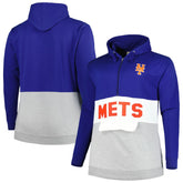 New York Mets Big & Tall Fleece Half-Zip Hoodie Royal/White