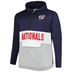 Washington Nationals Big & Tall Fleece Half-Zip Hoodie Navy/White