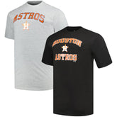 Houston Astros Profile Big & Tall T-Shirt Combo Pack Black/Heather Gray