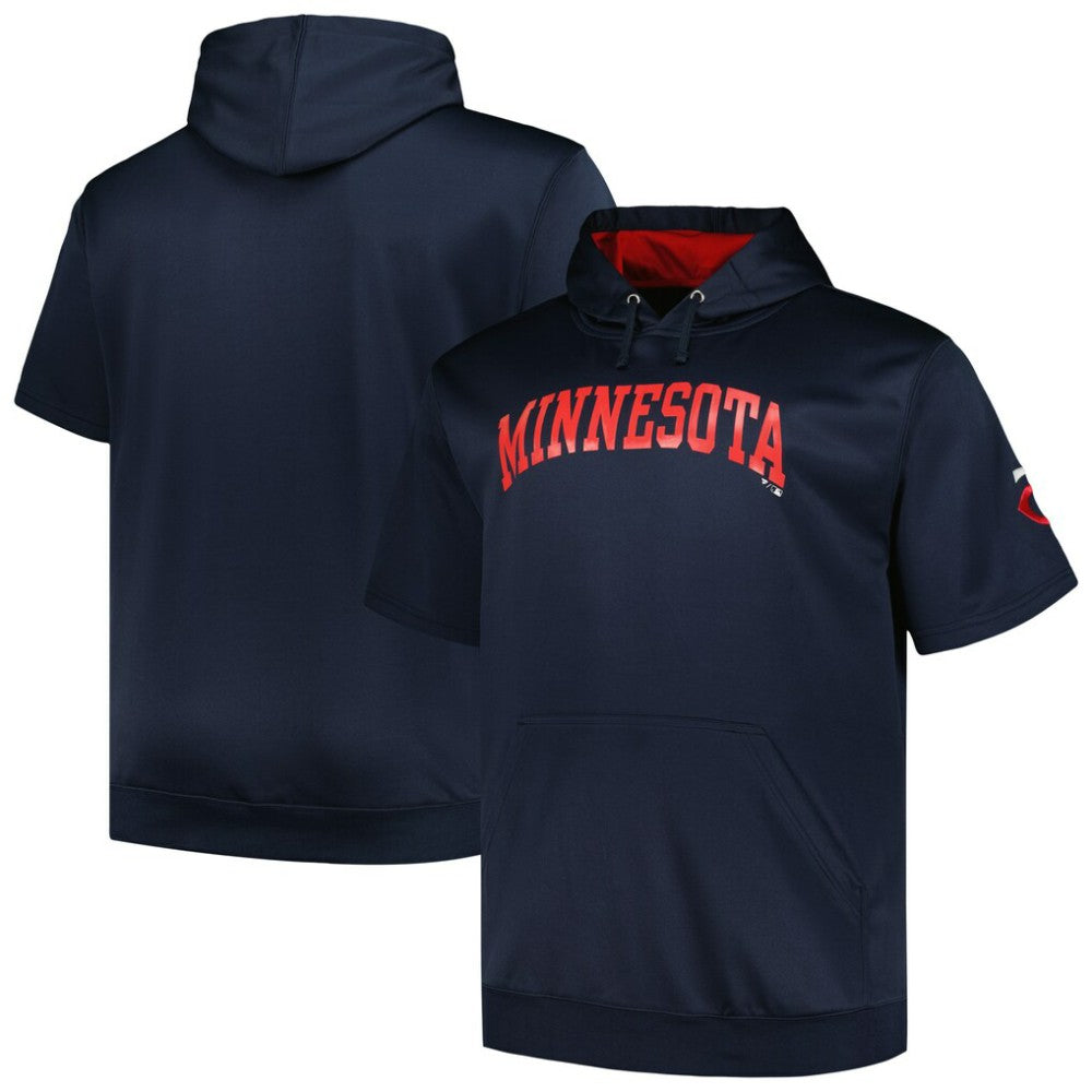 Minnesota Twins Profile Big & Tall Contrast Short Sleeve Pullover Hoodie Navy