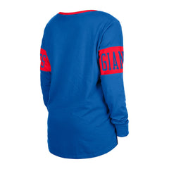 New York Giants New Era Women's Lace-Up Notch Neck Long Sleeve T-Shirt - Royal for sale
