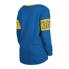 Los Angeles Chargers New Era Women's Lace-Up Notch Neck Long Sleeve T-Shirt - Royal sale