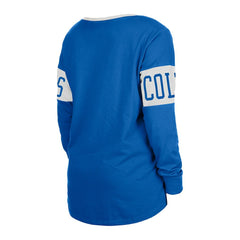 Indianapolis Colts New Era Women's Lace-Up Notch Neck Long Sleeve T-Shirt - Blue outlet