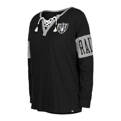 Las Vegas Raiders New Era Women's Lace-Up Notch Neck Long Sleeve T-Shirt - Black outlet