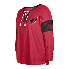 Arizona Cardinals New Era Women's Plus Size Lace-Up Notch Neck Long Sleeve T-Shirt - Cardinal outlet