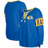 Los Angeles Rams New Era Women's Plus Size Lace-Up Notch Neck Long Sleeve T-Shirt - Royal online