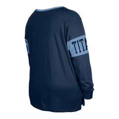 Tennessee Titans New Era Women's Plus Size Lace-Up Notch Neck Long Sleeve T-Shirt - Navy discount