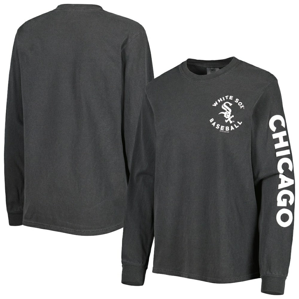 Chicago White Sox Soft as a Grape Women's Team Pigment Dye Long Sleeve T-Shirt Black