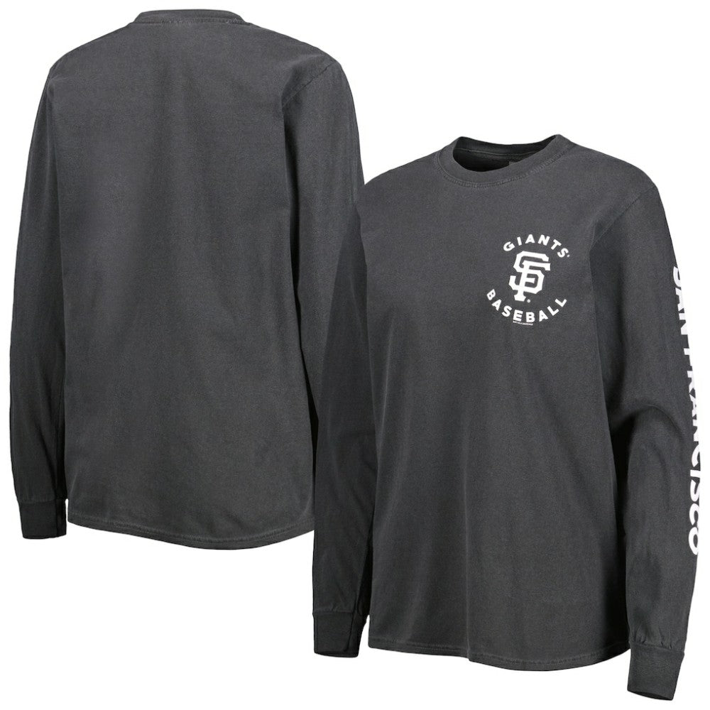 San Francisco Giants Soft as a Grape Women's Team Pigment Dye Long Sleeve T-Shirt Black