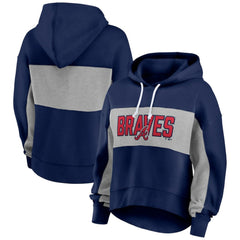 Atlanta Braves Women's Filled Stat Sheet Pullover Hoodie Navy