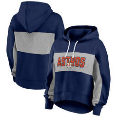 Houston Astros Women's Filled Stat Sheet Pullover Hoodie Navy