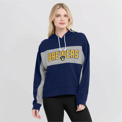 Milwaukee Brewers Women's Filled Stat Sheet Pullover Hoodie Navy
