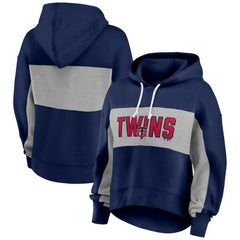 Minnesota Twins Women's Filled Stat Sheet Pullover Hoodie Navy