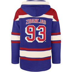 Mika Zibanejad New York Rangers '47 Player Name & Number Lacer Pullover Hoodie - Blue Hoodies