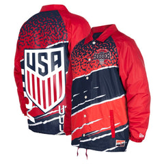USMNT 5th & Ocean by New Era Throwback Coaches Raglan Full-Snap Jacket - Navy online