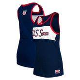 USWNT 5th & Ocean by New Era Women's Throwback Jersey Racer Tank Top - Navy sale